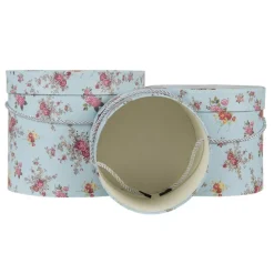 Hoedendoos set van 3 blauw roosjes