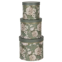 Hoedendoos set van 3 gebloemd groen