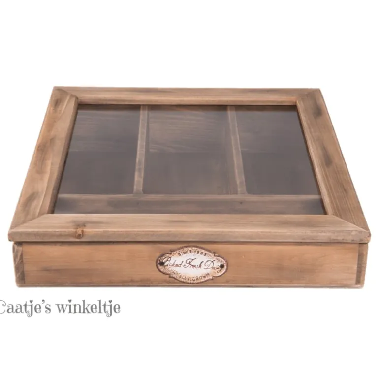 Houten bestekbak met deksel 30*30*8