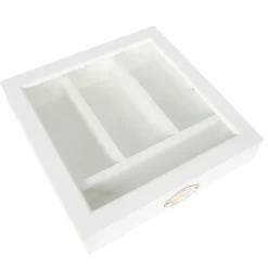 Houten bestekbak wit 30*30*9