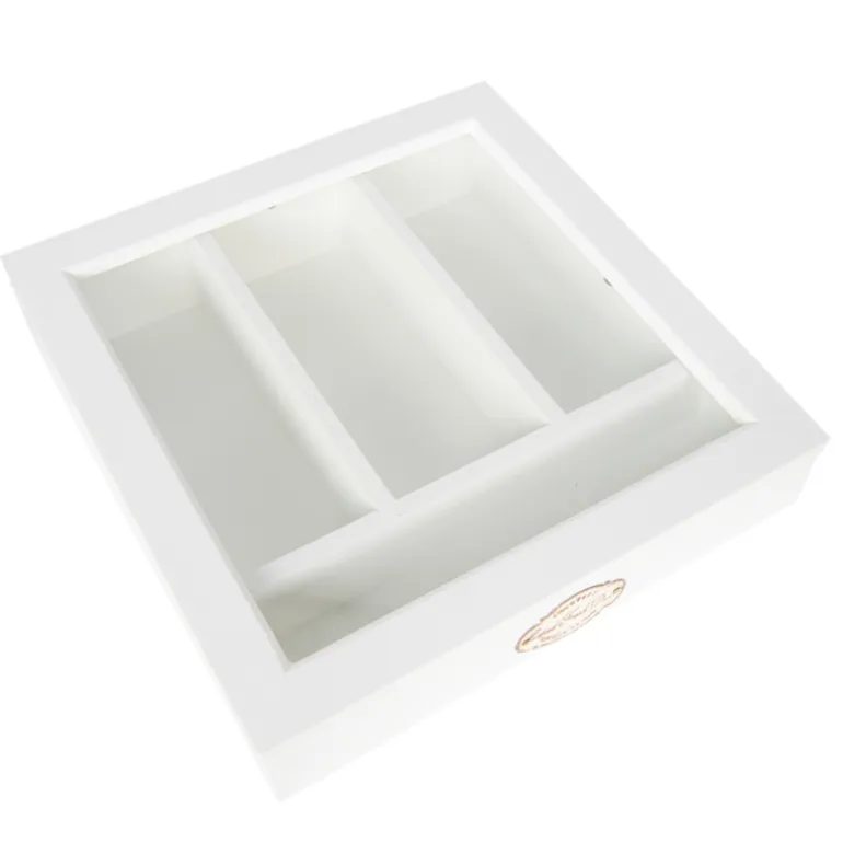 Houten bestekbak wit 30*30*9