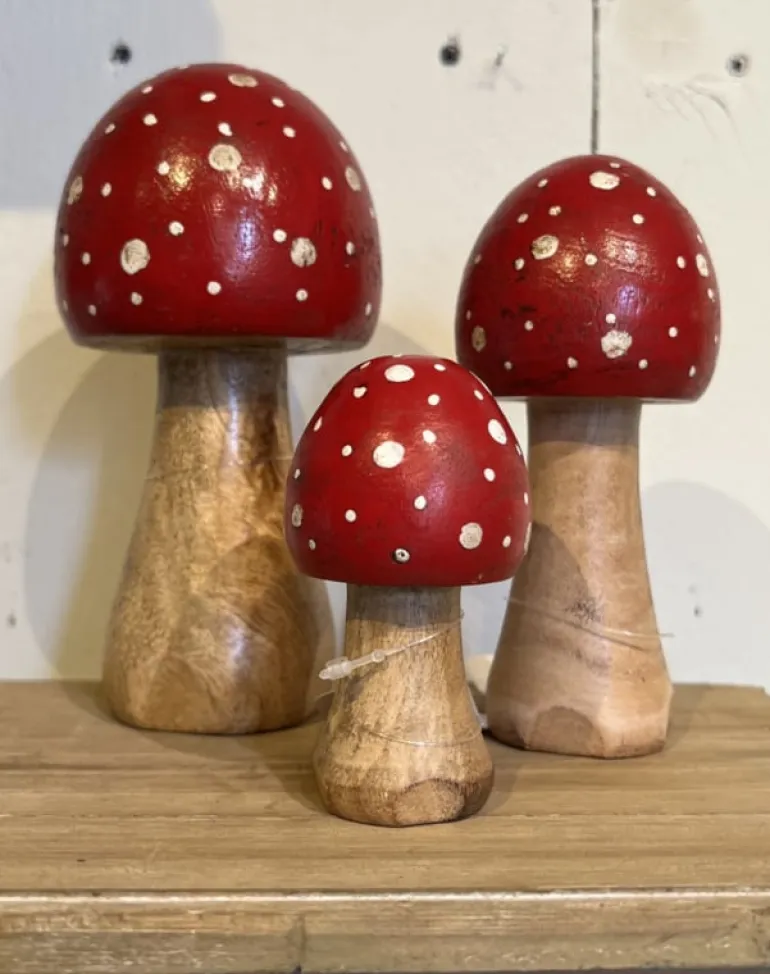 Houten decoratie paddenstoel (M)