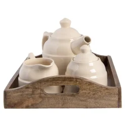 Houten dienblad incl servies 27*22*16