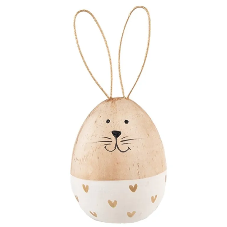 Houten ei konijn wit 6*14