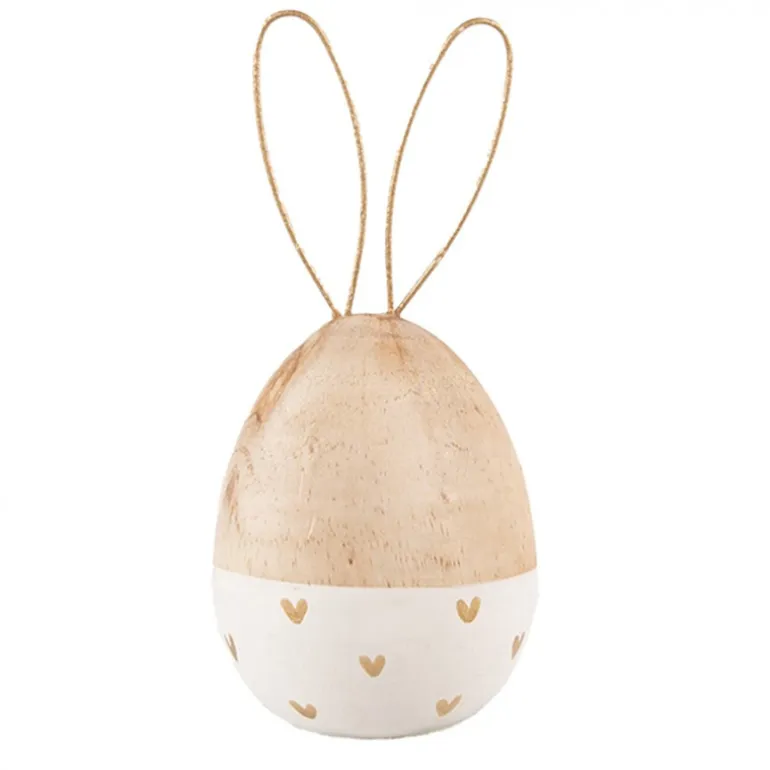 Houten ei konijn wit 6*14