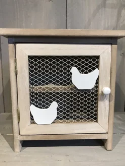 Houten eierkastje met kippetjes 20*14*21