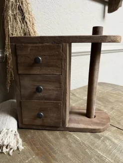 Houten keukenrolhouder met 3 laadjes 33*31*14