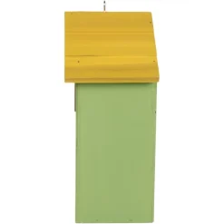 Houten vogelhuis bijtjes groen/geel