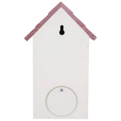 Houten vogelhuis bloemen wit/roze