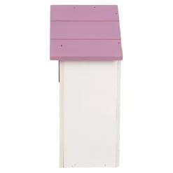 Houten vogelhuis bloemen wit/roze