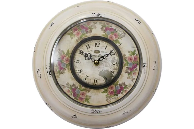 Ijzeren klok bloemen 32 cm