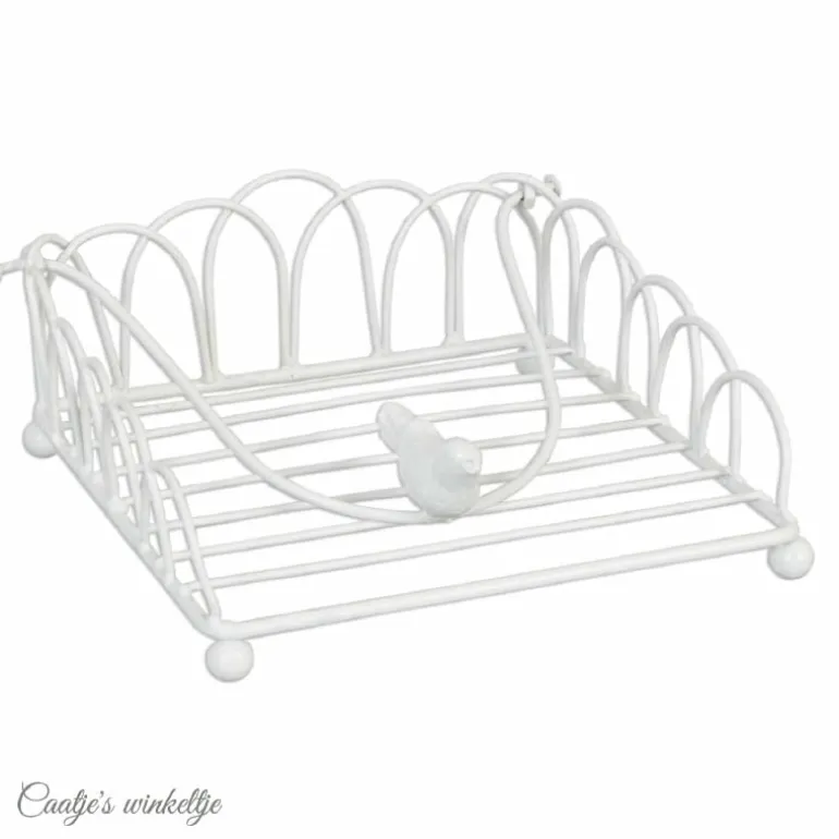 Ijzeren servethouder vogeltje wit