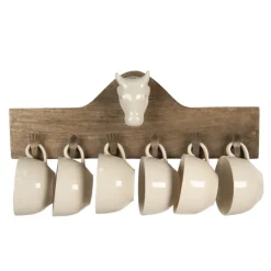Kapstok met 6 mokken koe