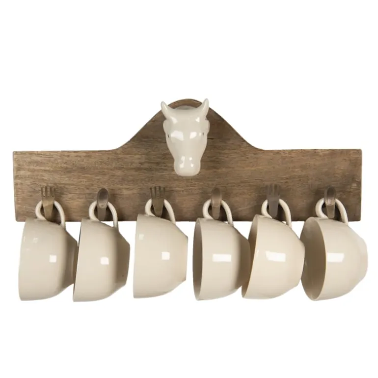 Kapstok met 6 mokken koe