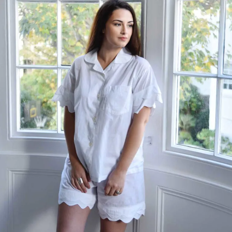 Katoenen pyjama met korte broek Rosa wit M/L