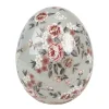 Keramiek decoratie ei (M) roosjes grijs 10*12