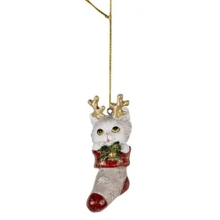Kerst decoratie hanger Kerstsok met kat