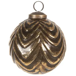 Kerstbal bruin/goud 10cm
