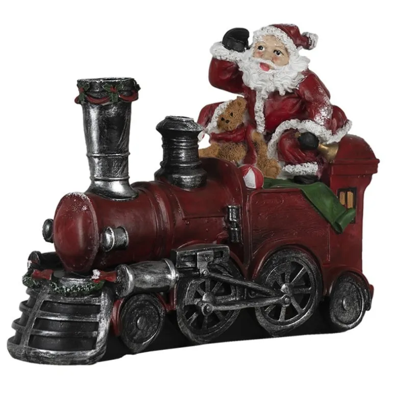 Kerstdecoratie Kerstman op locomotief
