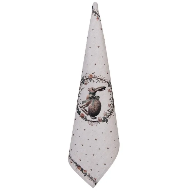 Keukendoek haas en roosjes groen