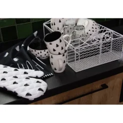 Keukendoek kerstboom zwart/wit