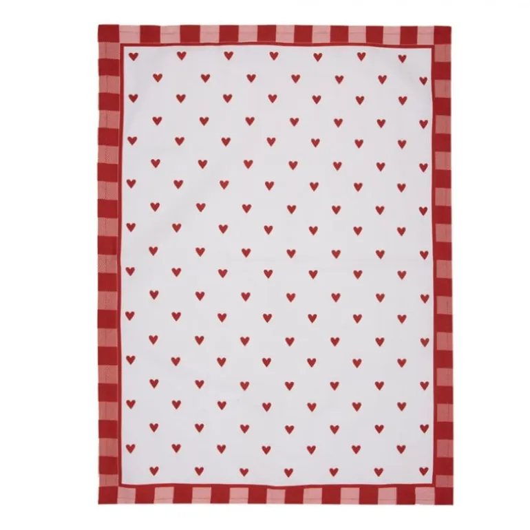 Keukendoek Love It hartjes rood/wit model 1