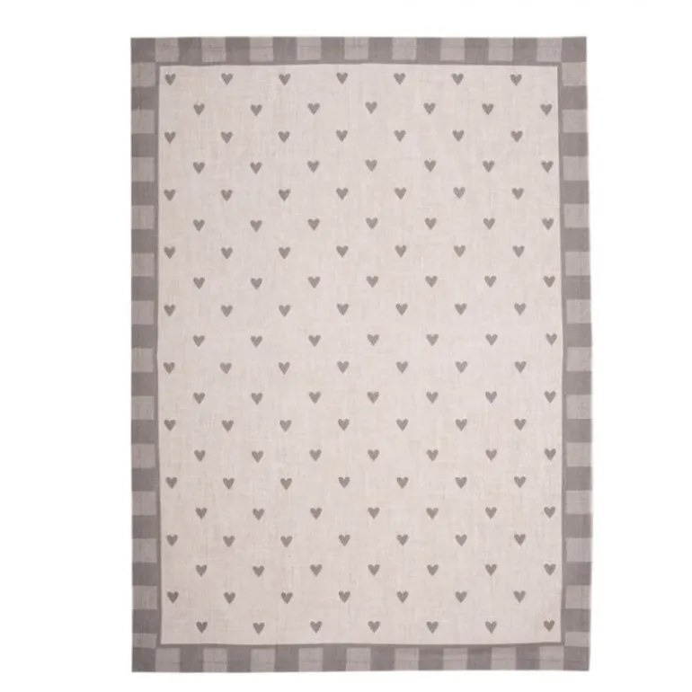 Keukendoek Love It hartjes beige/grijs model 1