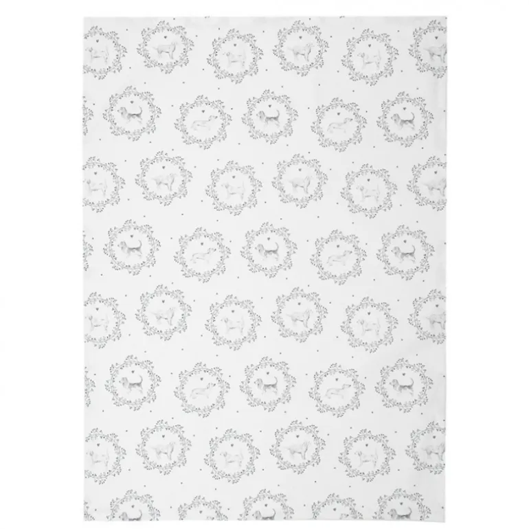 Keukendoek wit/grijs hond