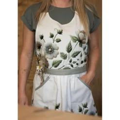 Keukenschort Anemoon beige/groen