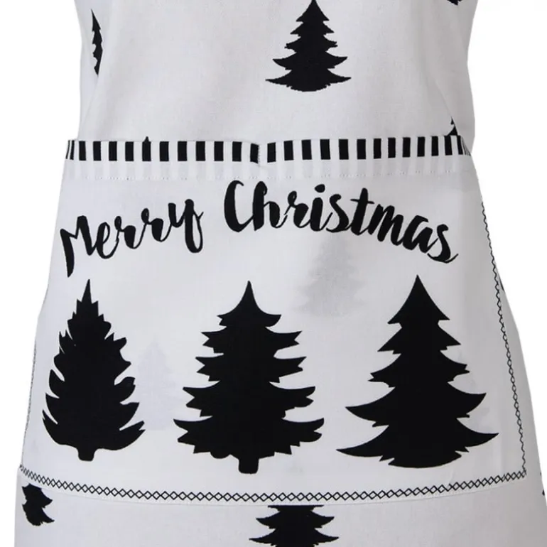 Keukenschort kerstboom wit/zwart