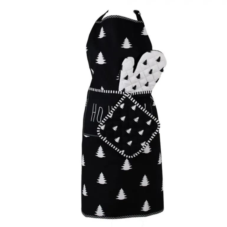 Keukenschort kerstboom zwart/wit