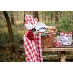 Keukenschort Love It hartjes rood/wit