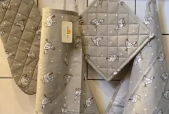 Keukentextiel 4-delige set kippen beige