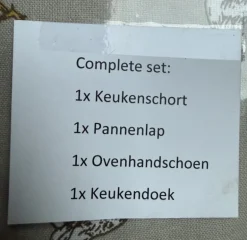 Keukentextiel 4-delige set kippen beige