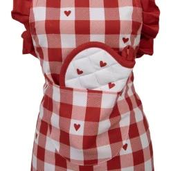 Kinder Keukenschort Love It hartjes rood/wit
