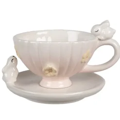 Kop en schotel konijntje pastel roze