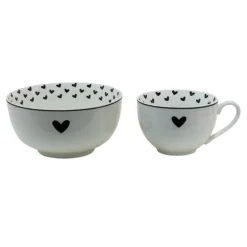 Kop en schotel Love Birds hartjes