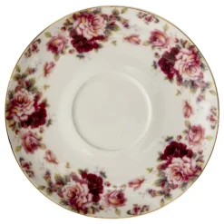 Kop en schotel roosjes rood/roze