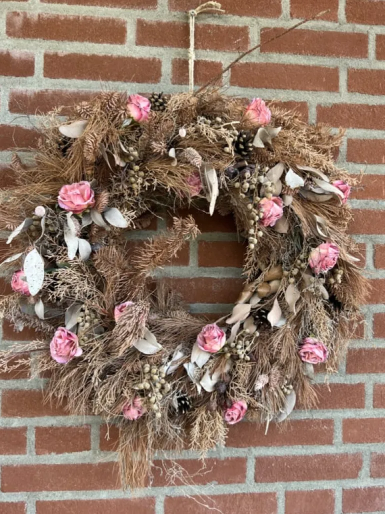 Kunstbloem met rozen roze 55 cm