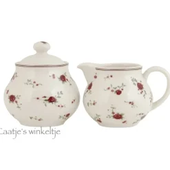 La petite rose suikerpot en melkkannetje