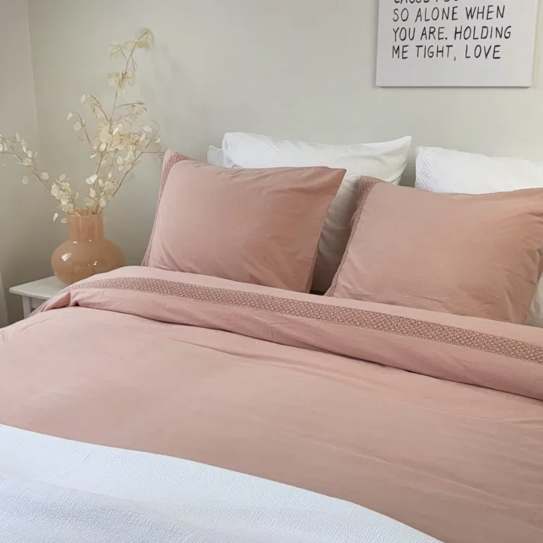 Landelijk dekbedovertrek Maryland oudroze 240*220