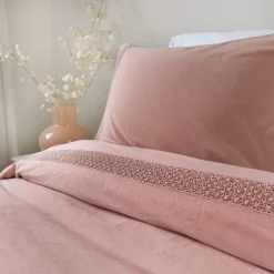 Landelijk dekbedovertrek Maryland oudroze 240*220