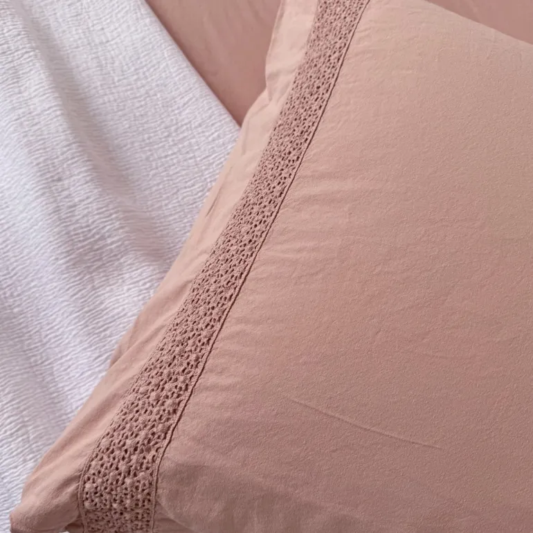 Landelijk dekbedovertrek Maryland oudroze 240*220