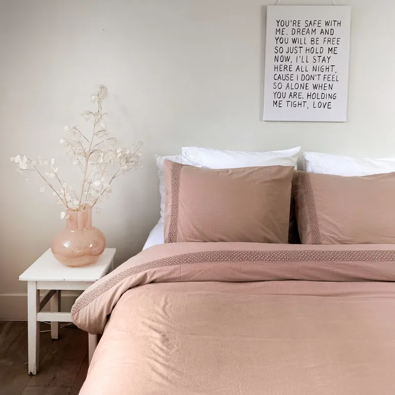 Landelijk dekbedovertrek Maryland oudroze 240*220