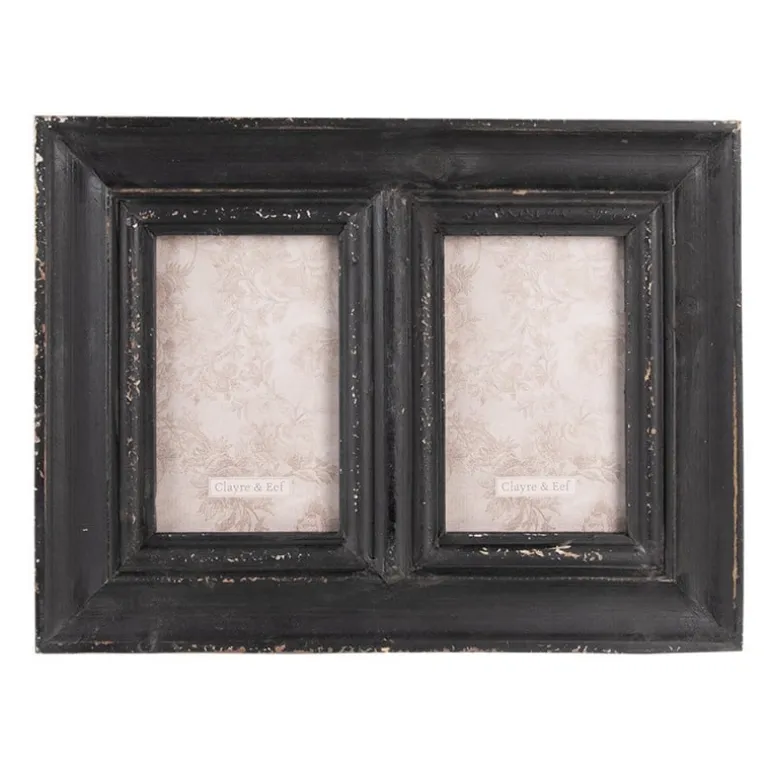 Landelijke duo fotolijst zwart hout 10*15 (2)