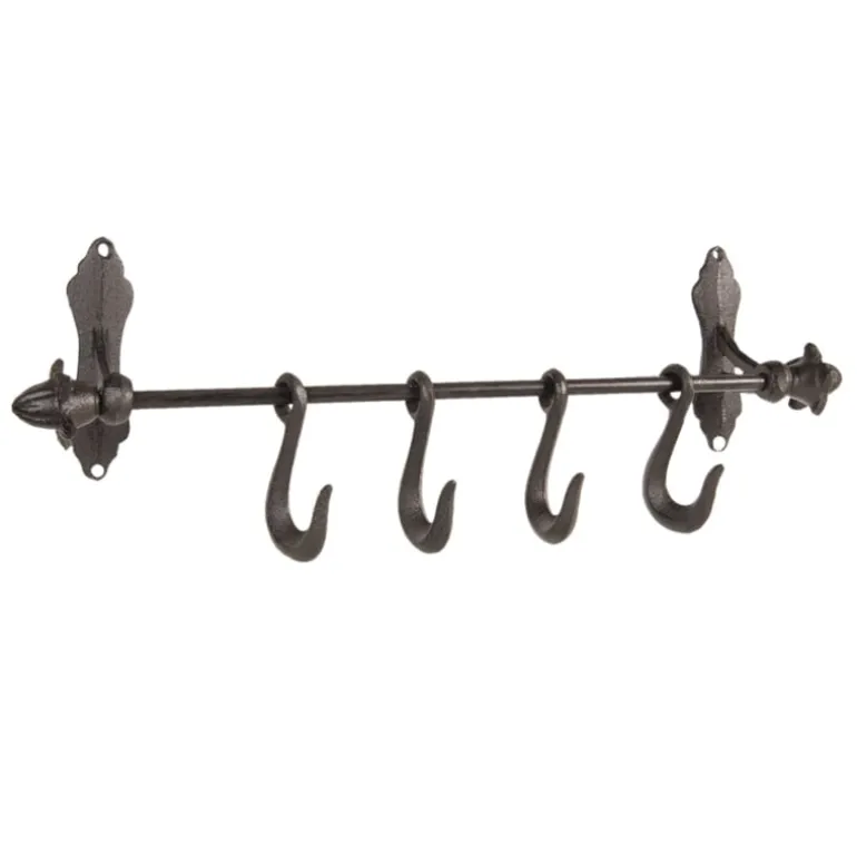 Landelijke ijzeren kapstok met 4 haken 49*8*13