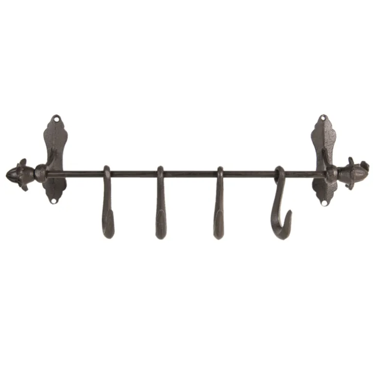 Landelijke ijzeren kapstok met 4 haken 49*8*13