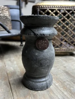 Landelijke kaarsenhouder/kandelaar zwart hout