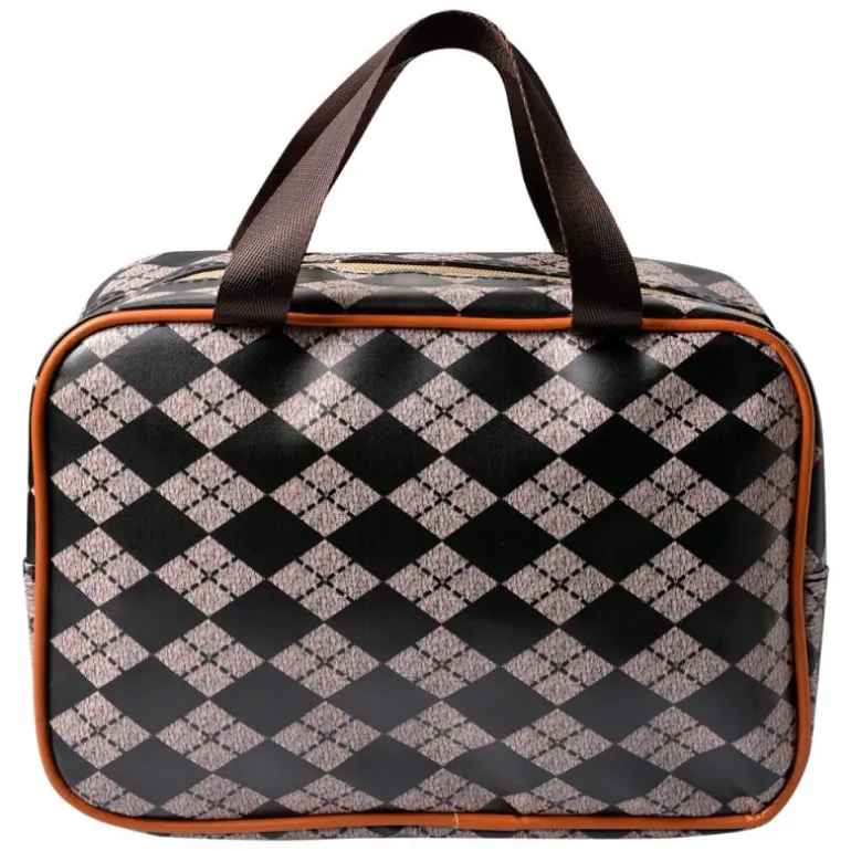 Make-up / toilettas bruin/zwart (L)