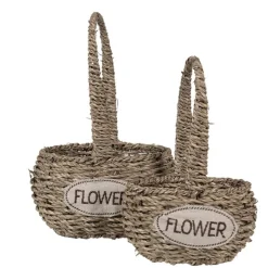 Manden set (2) met hengsel Flower ovaal